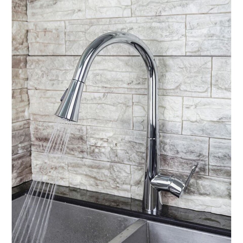 image 1 of Kitchen Faucets with Pull Out Spray Mixer Faucet Swivel Chrome Stainless Steel