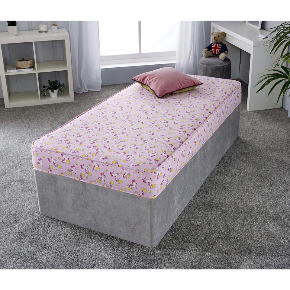 image 1 of Kids Range Pink Unicorn Mattress - 6.5 Inch Deep, Soft Quilted Sleep Surface | Pink | European Small Single