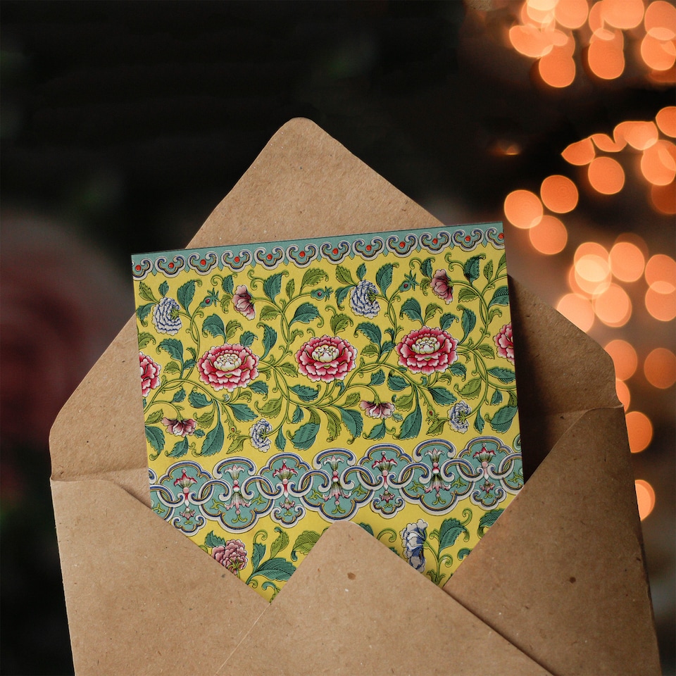 image 1 of Owen Jones Colourful Ornamental Flower Pattern Art Greeting Card