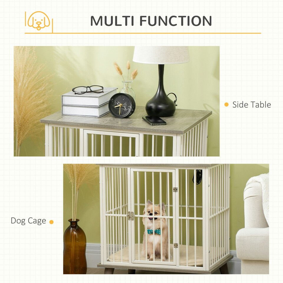 image 1 of PawHut Dog Crate Furniture, Indoor Dog Kennel Side End Table, 64.5x48x70.5 cm