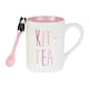 image 1 of Our Name Is Mud Kit-Tea Cat White & Pink Ceramic Mug With Spoon White