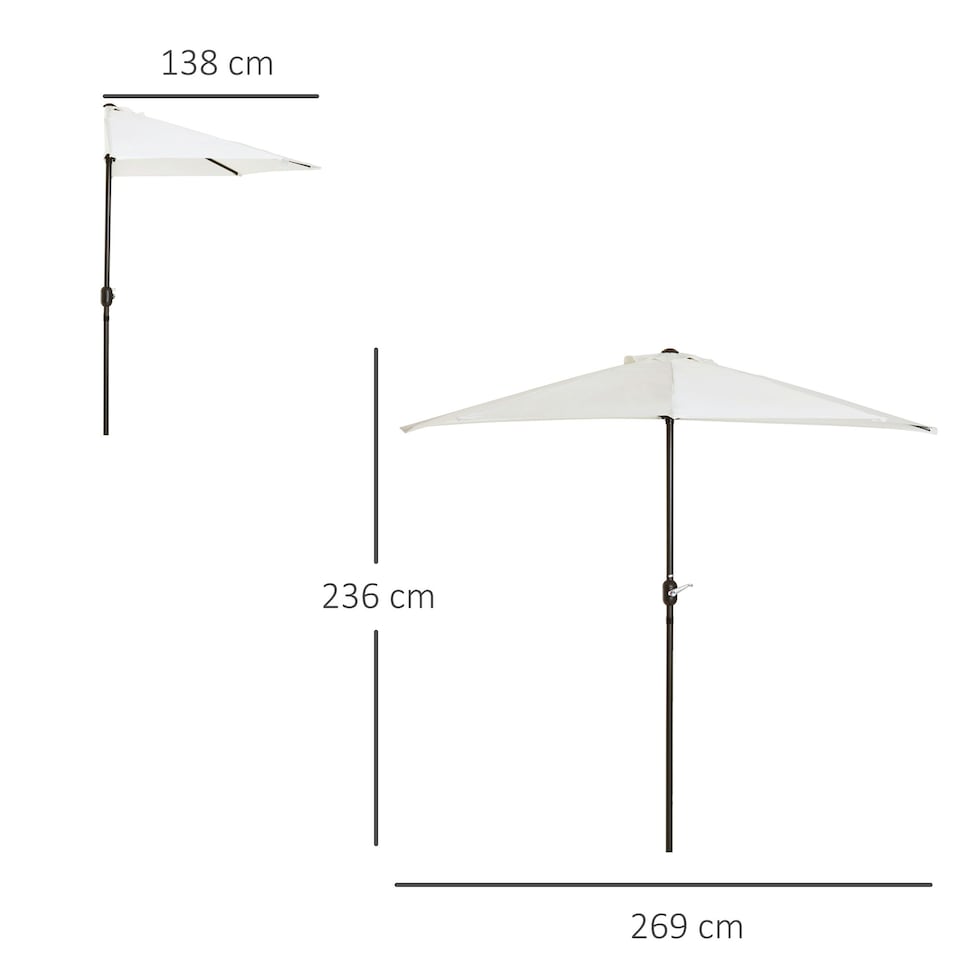 image 1 of Outsunny 2.7m Metal Frame Garden Furniture Parasol Half Round Umbrella