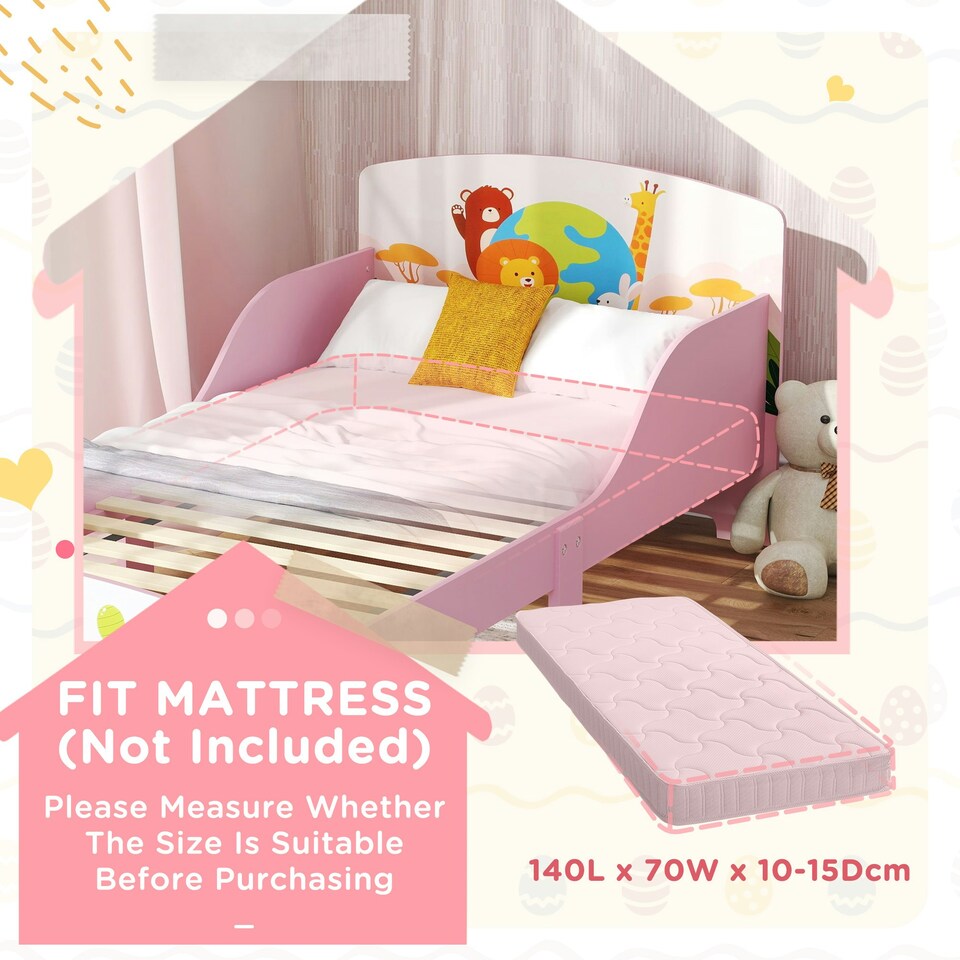 image 1 of AIYAPLAY Toddler Bed, Cute Animal-Themed Kids Bed Frame, 143 x 77 x 60cm