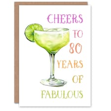 Cheers to 80 Years of Fabulous Margarita Fun 80th Birthday Card For Women