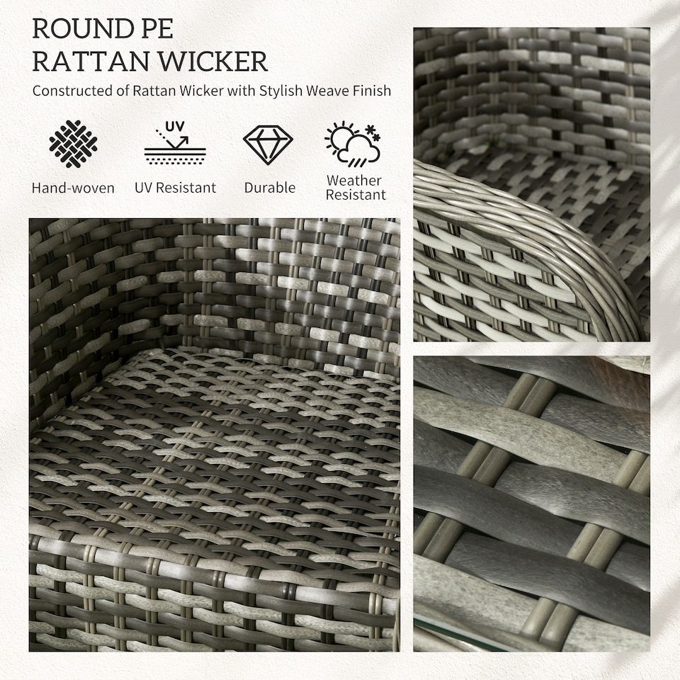 image 1 of Outsunny 4 Pieces Outdoor PE Rattan Garden Furniture with Cushions, Patio Special Hand Weave Wicker Conservatory Sofa Set with Glass Top Coffee Table, Orange | Orange | Four Seater