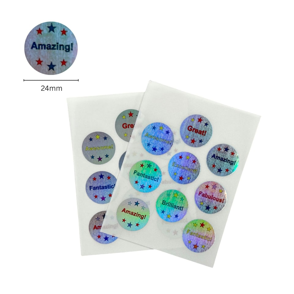 image 1 of Pack of 18 Cool Holographic Round Labels 24mm