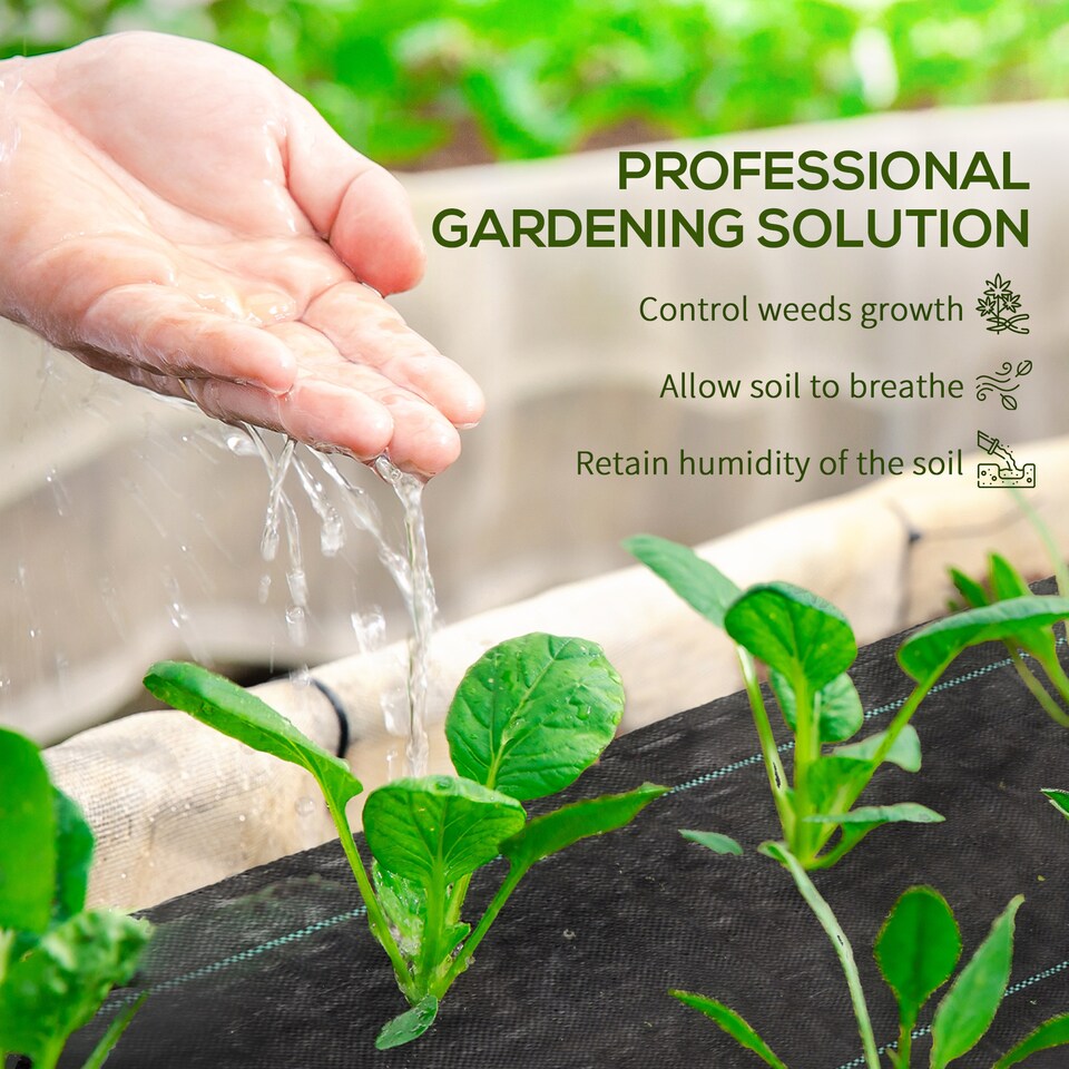 image 1 of Outsunny 2m x 100m Heavy Duty Weed Control Membrane, Weed Membrane for Landscaping Driveway Gravel Artificial Grass Lawn Underlay, Black