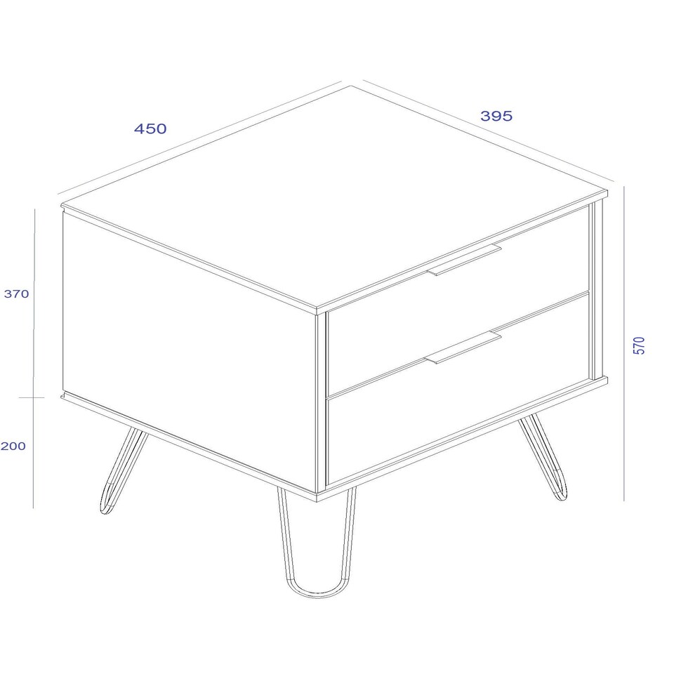 image 1 of Augusta 2 Drawer Bedside Table - Modern Industrial Style Nightstand for Bedrooms | Brown | Antique Waxed Pine | One Size | 1