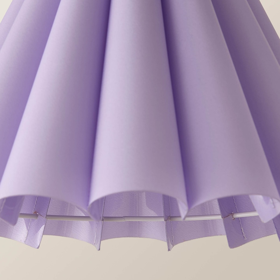 image 1 of ValueLights Lauren Lilac Fabric Pleated Scallop Edge Tapered Ceiling Floor Table Lamp Shade