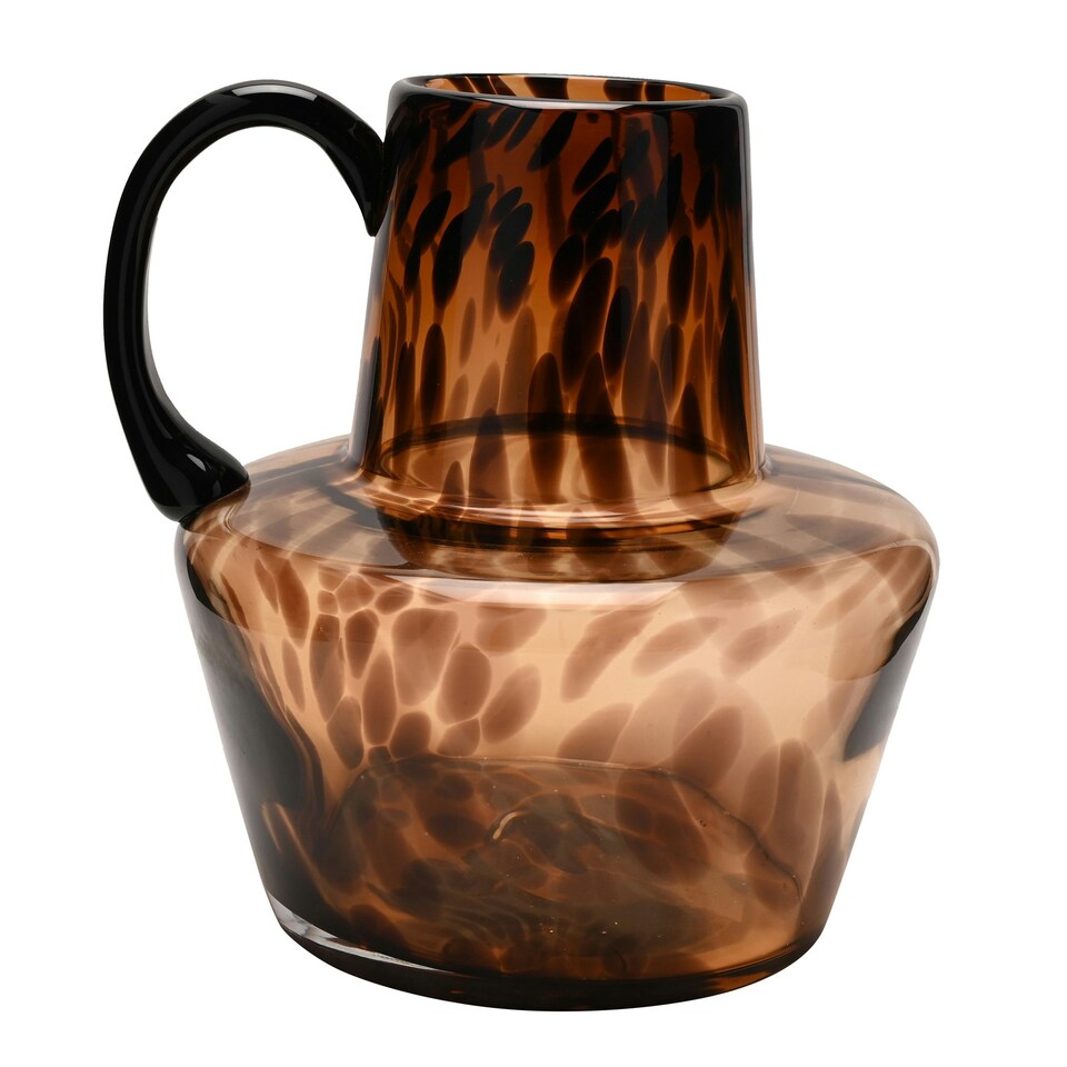 image 1 of Hestia Glass Jug Style Vase With Handle - Mocha