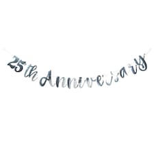 Unique Party Script 25th Anniversary Banner - Silver - One Size