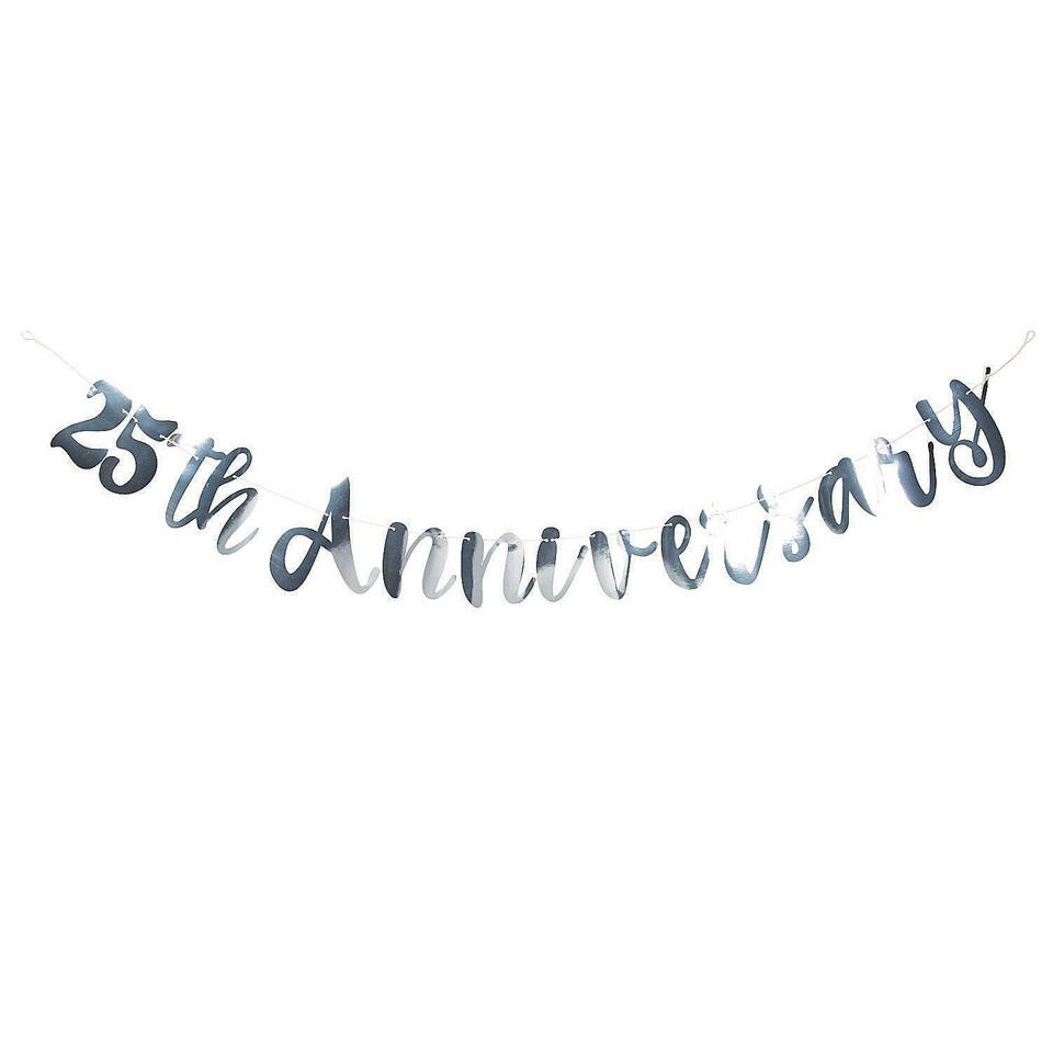 Unique Party Script 25th Anniversary Banner - Silver - One Size