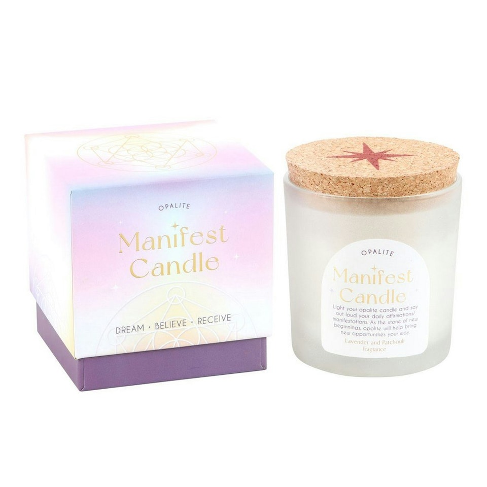 image 1 of Something Different Manifestation Lavender & Patchouli Opalite Candle - Clear/White - One Size