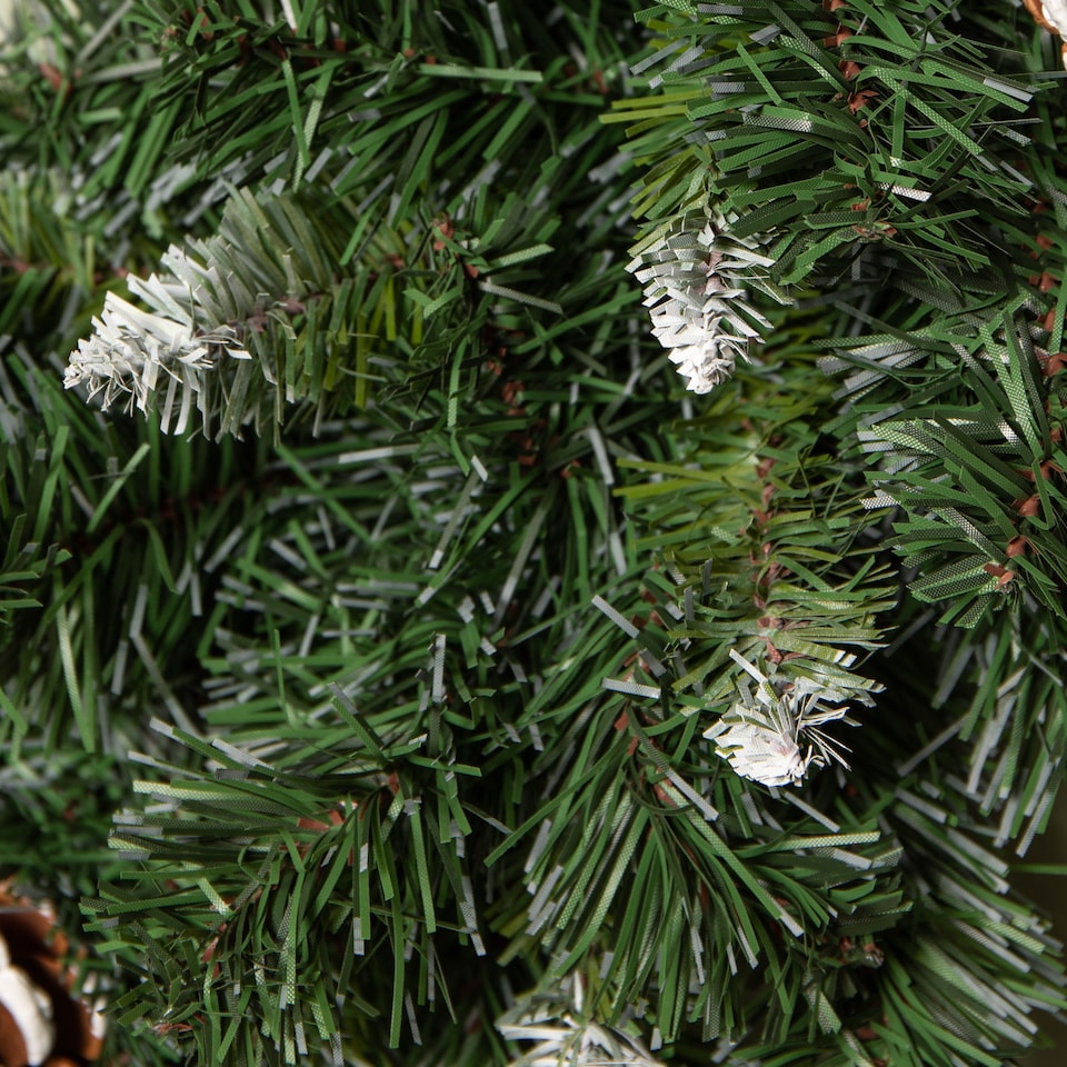 image 1 of 60cm Snow King Fir Hanging Christmas Wreath with Pinecones and 200 Tips in Green
