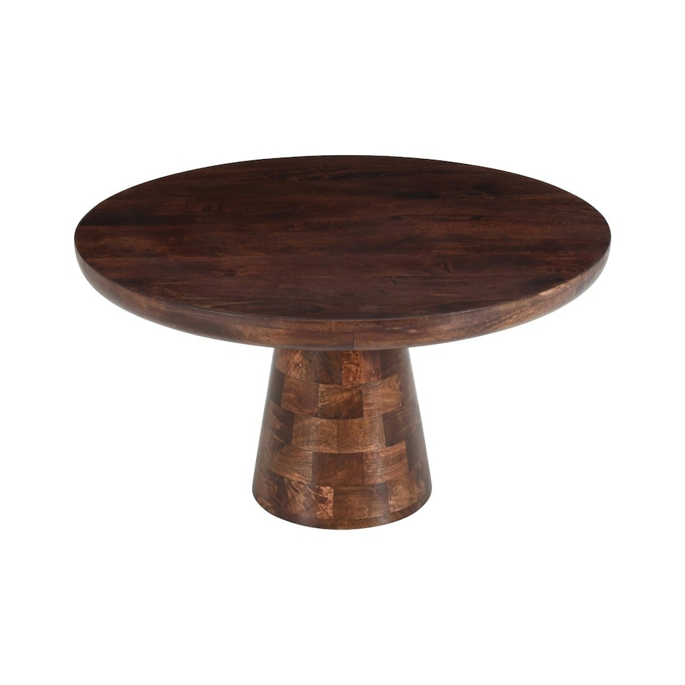 image 1 of Monco Dark Mango Wood Round Coffee Table Brown