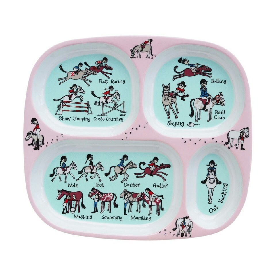 image 1 of Tyrrell Katz Horse Divided Plate - Pink/White/Blue - One Size
