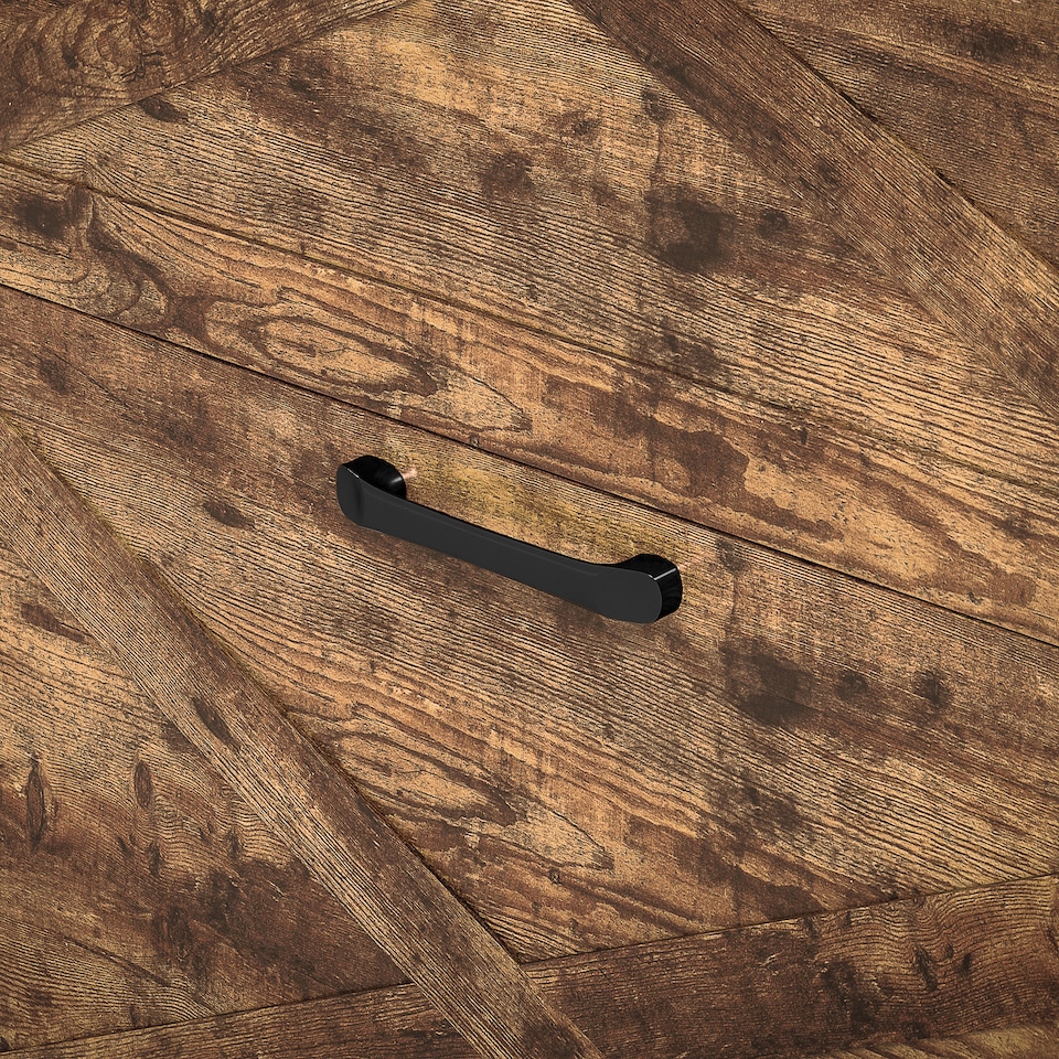 image 1 of HOMCOM 2 Drawer Narrow Shoe Cabinet, Farmhouse Slim Shoe Storage Cabinet Cupboard with Adjustable Shelves and Barn Door Design for Entryway, Hallway, Rustic Brown | Brown