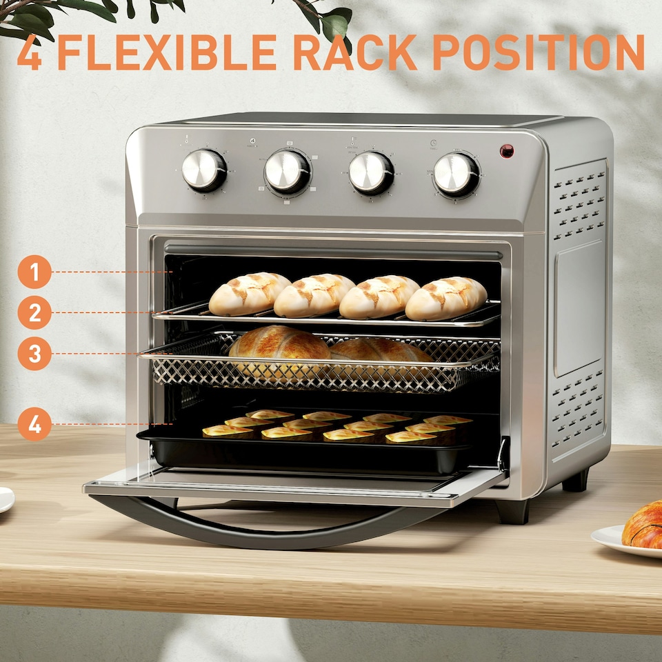image 1 of HOMCOM 24L Air Fryer Oven, Small Electric Oven, Grill, Roast, Bake, 1600W