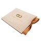 image 2 of Natural Linen Fabric Wedding Day Guest Book with Shiny Gold Rings