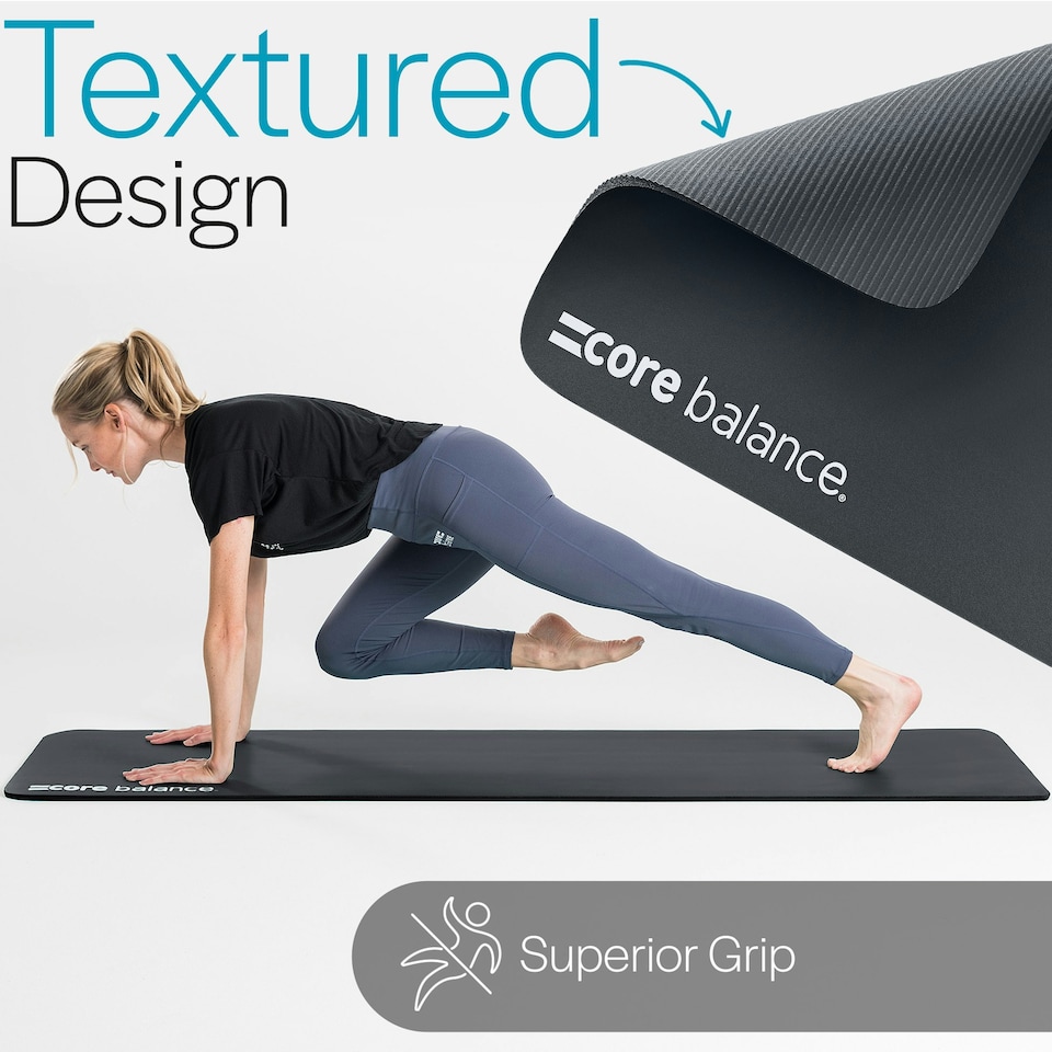 image 1 of Pilates Mat with Strap (10mm Thick) - Black