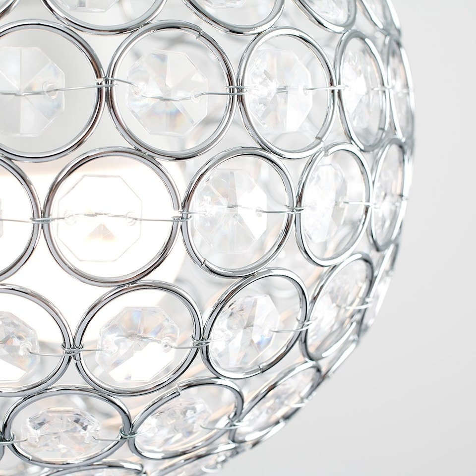 image 1 of ValueLights Ducy Pair Small Pendant Shades Chrome Clear | Silver