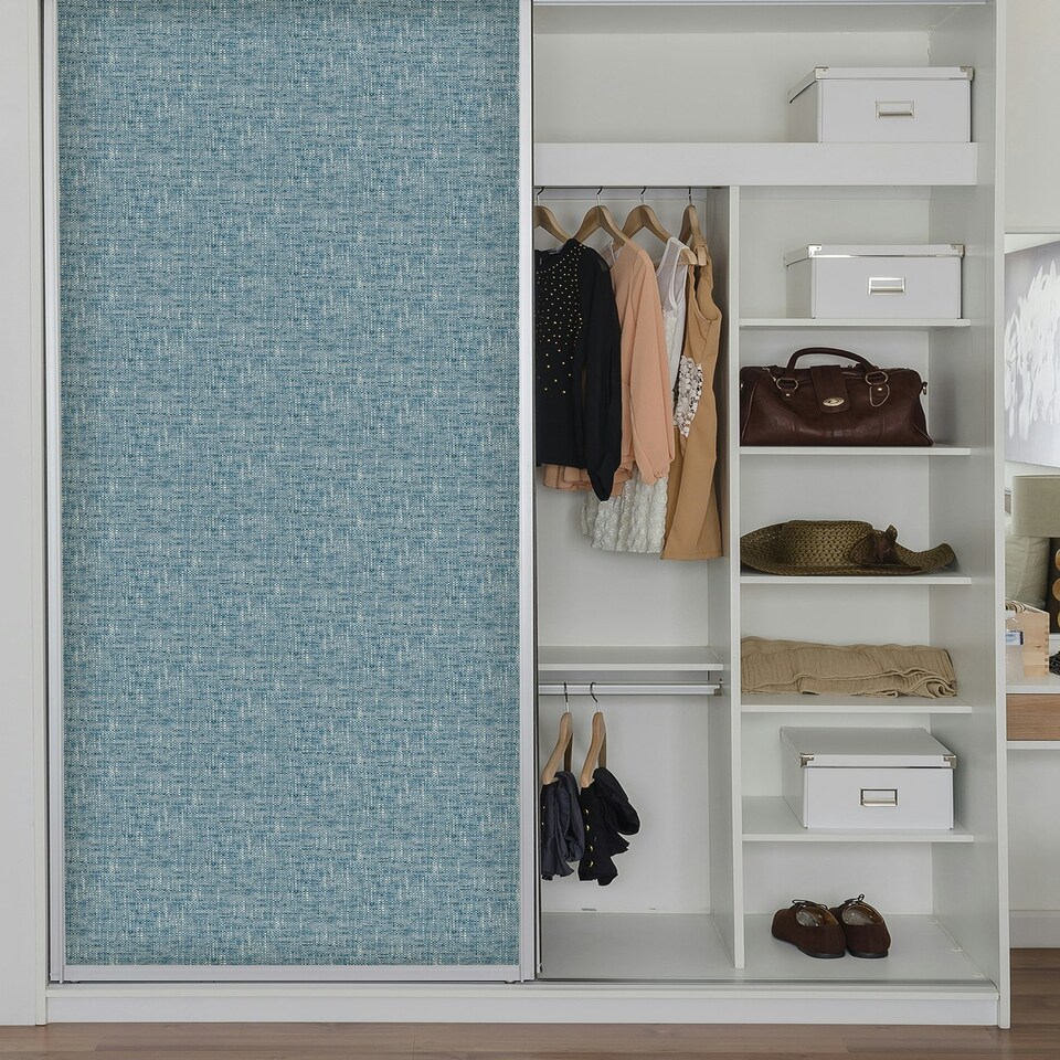image 1 of NuWallpaper NU2918 Navy Poplin Textured Peel & Stick Wallpaper, Navy Multi