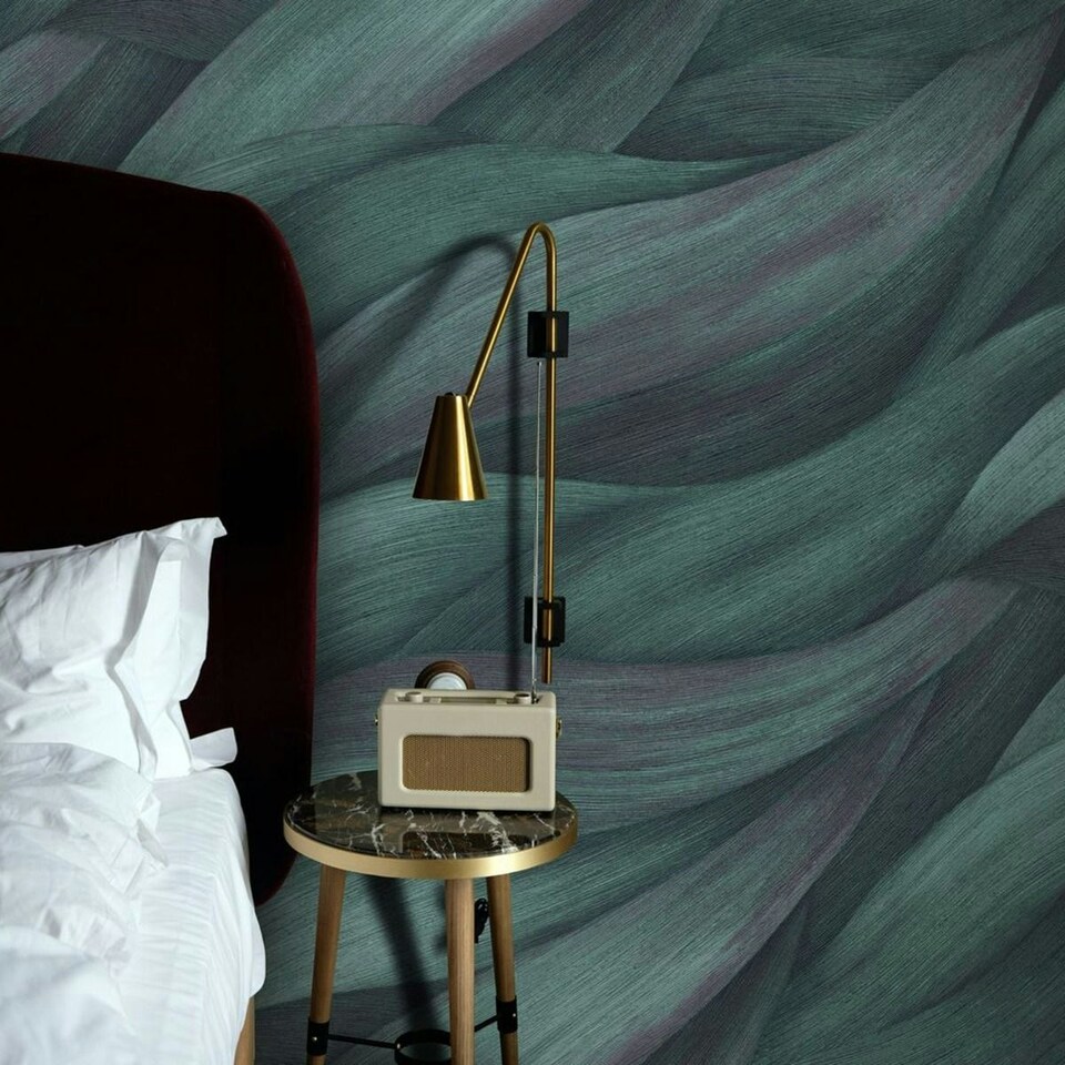 image 1 of Erismann Casual Chic Wave Vinyl Textured Wallpaper - Blue - 10m x 53cm