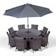 image 3 of Savannah Round 8 Seater Rattan Dining Set Ice Bucket Drinks Cooler | Grey | Grey