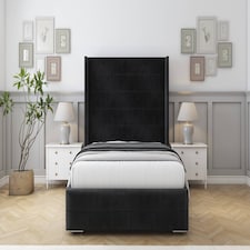 Sloomy Sterling Black Naples Bed Frame With Mattress With 50"  Upholstered Wingback Headboard 6' Super King