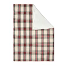 Christmas Check Throw with Sherpa Back, Multi-Coloured