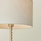 image 2 of ValueLights Maeve Grey Fabric Drum Lamp Shade Brushed Chrome Bobbin Bobble Table Lamp Silver