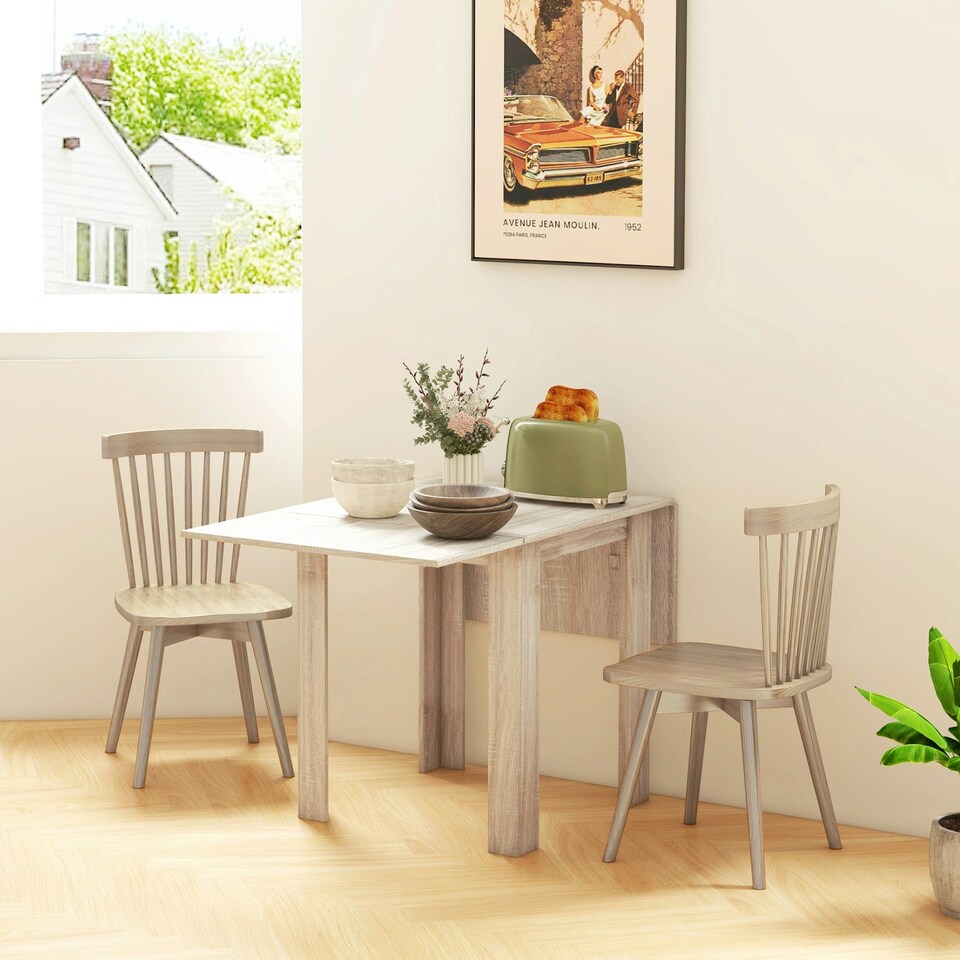 image 1 of HOMCOM Folding Dining Table Extendable Kitchen Table Drop Leaf Table for 2-4