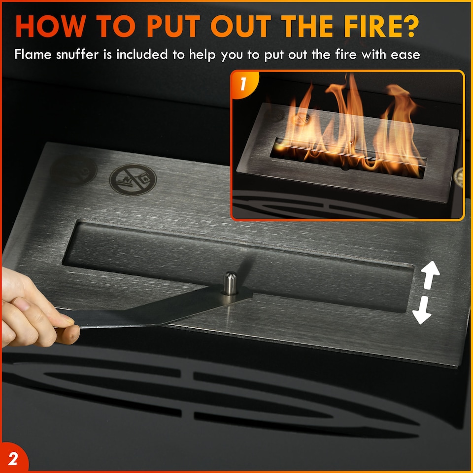 image 1 of HOMCOM Freestanding Ethanol Fireplace, Steel Bioethanol Fireplace with Stainless Steel Flame Snuffer, 0.9L Tank, 3 Hours Burning Time for Indoor, Black | Black