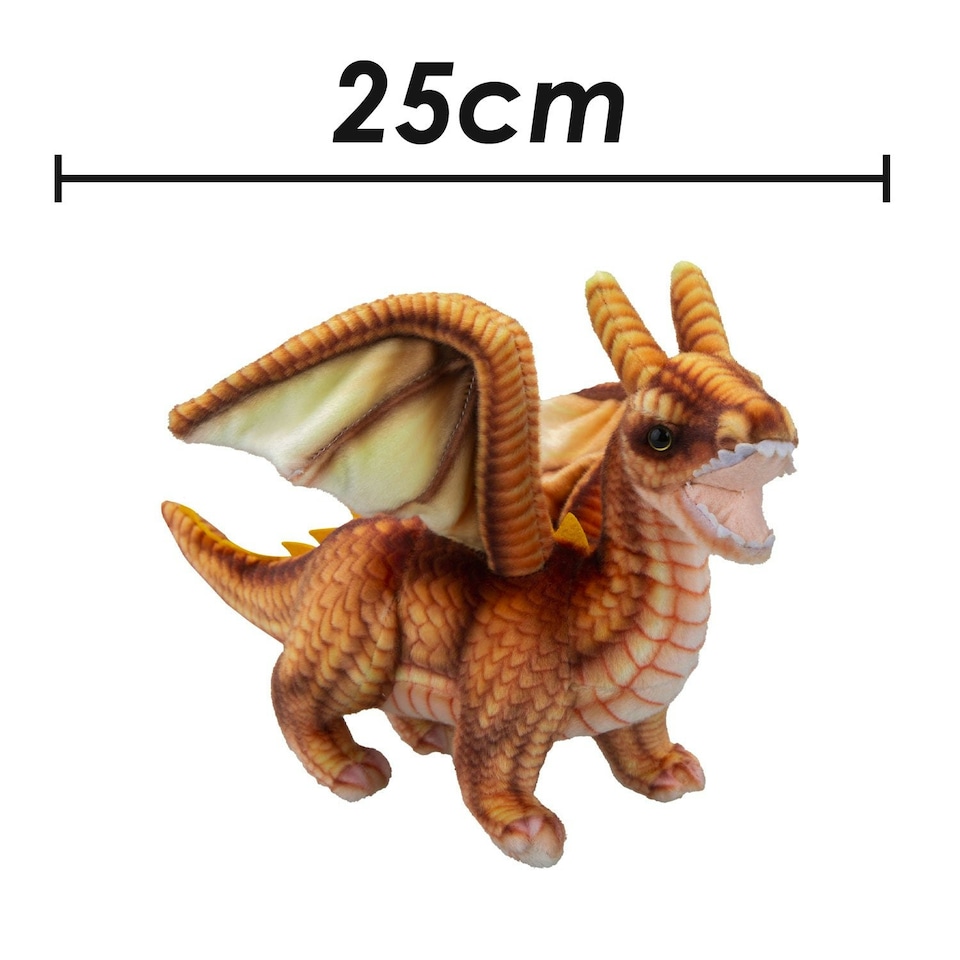 image 1 of Dragon Brown Soft Toy Realistic Looking Dragon Plushe Cuddly Fantasy 25cm Brown