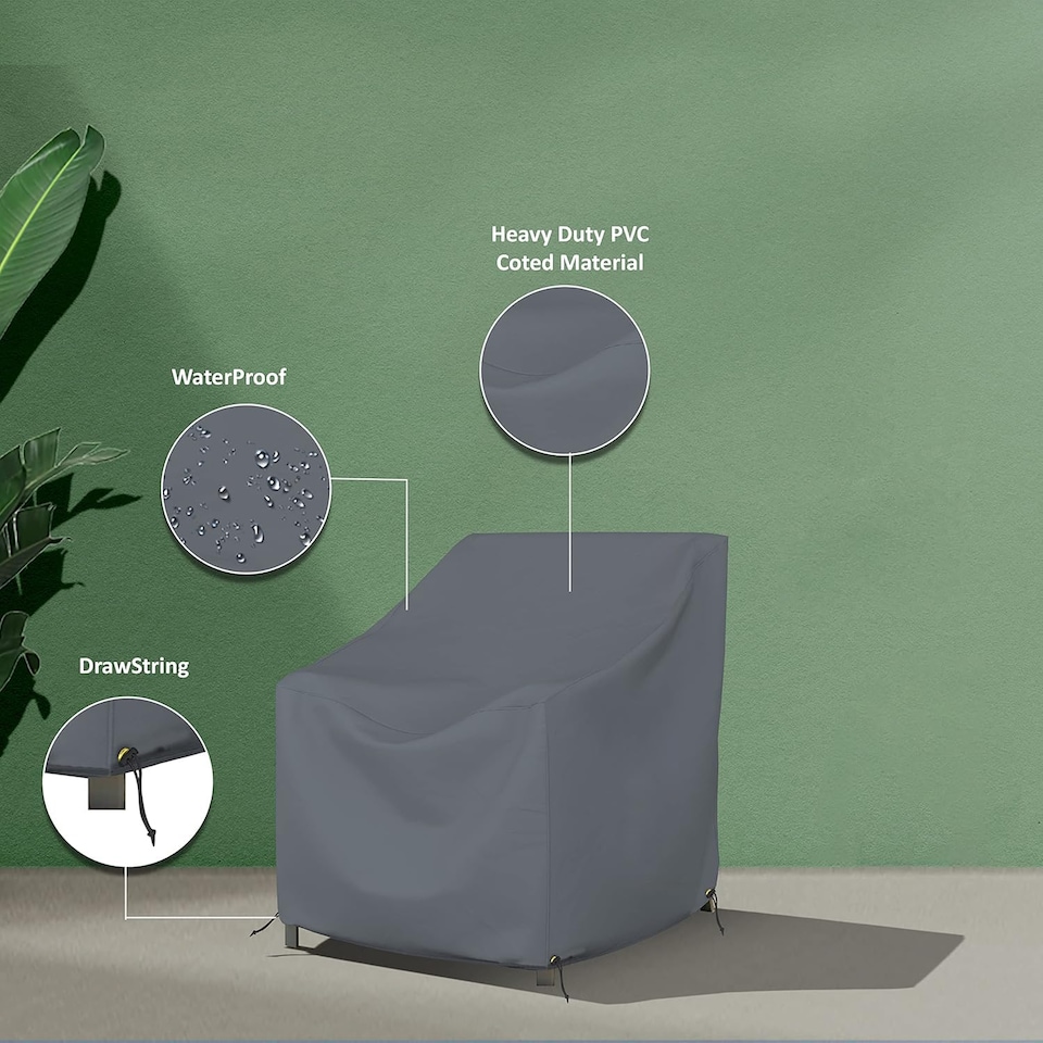 image 1 of Covers&All Outdoor Chair Covers, 12 Oz Waterproof & UV-Resistant Cover Max Fabric, Suitable for Indoors / Outdoors, 29 in L x 30 in W x 36 in H, Gray