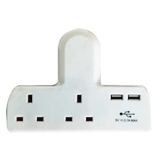 Dencon T-shape Socket 2 Way Adaptor 13a Fused With Usb - Multi Colour - One Size