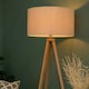 image 1 of ValueLights Barbro Wood Tripod Floor Light Lamp Natural Shade Cream