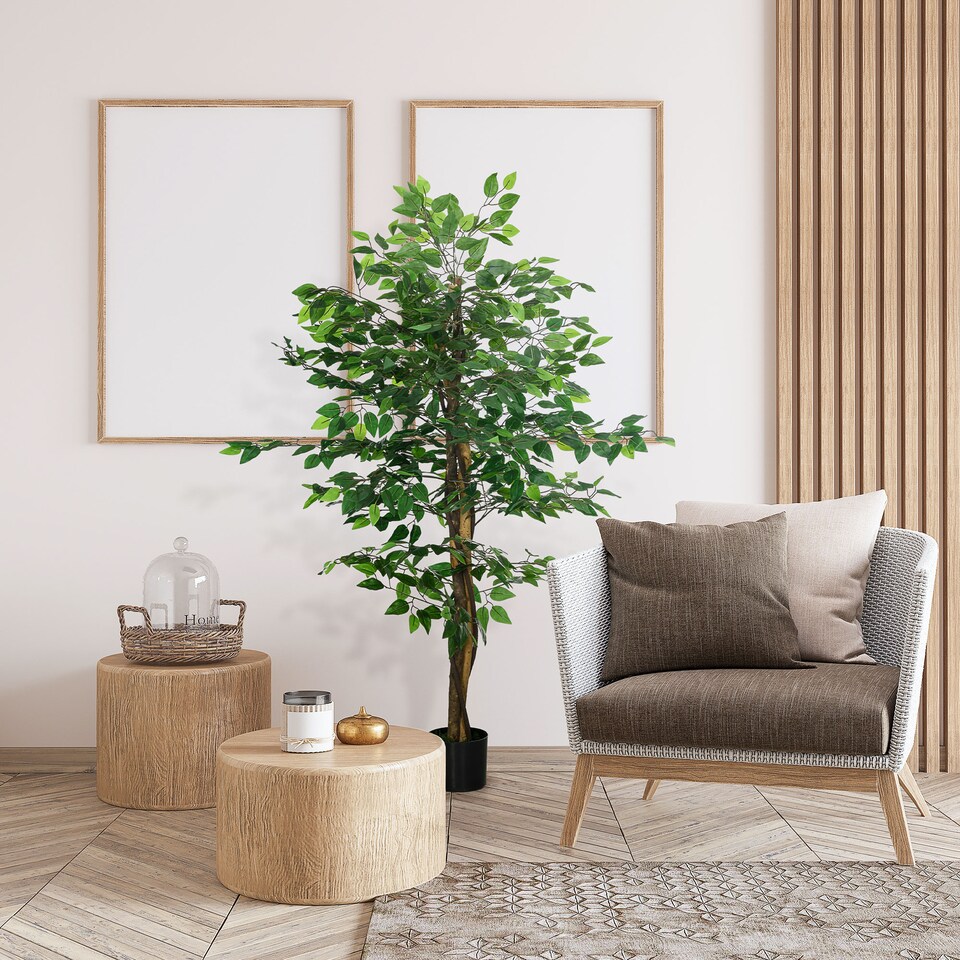 image 1 of HOMCOM Decorative Artificial Plants Ficus in Pot, Fake Plants for Home Indoor Decor, 150cm