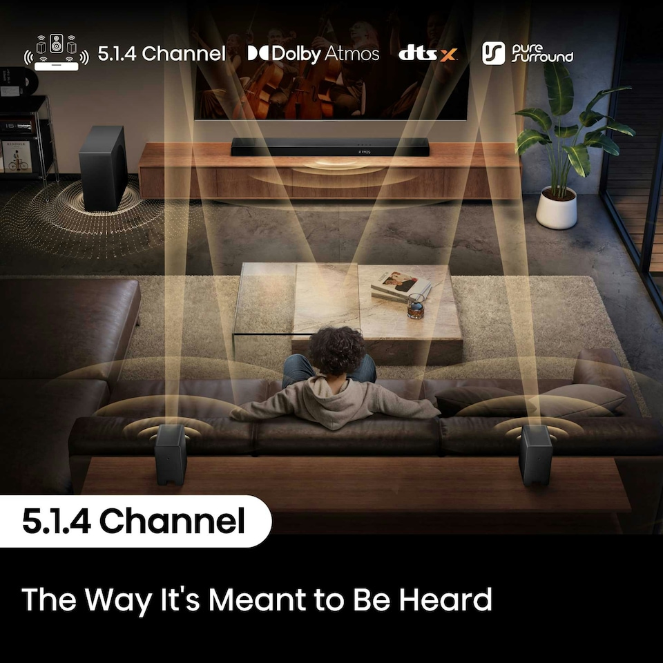 image 1 of Hisense AX Series 5.1.4 Channel Soundbar with Rear Speakers & Subwoofer AX5140Q