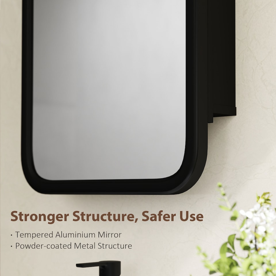 image 1 of HOMCOM Bathroom Wall Cabinet with Mirror Black | Black | Black | 50 x 12 x 76 cm