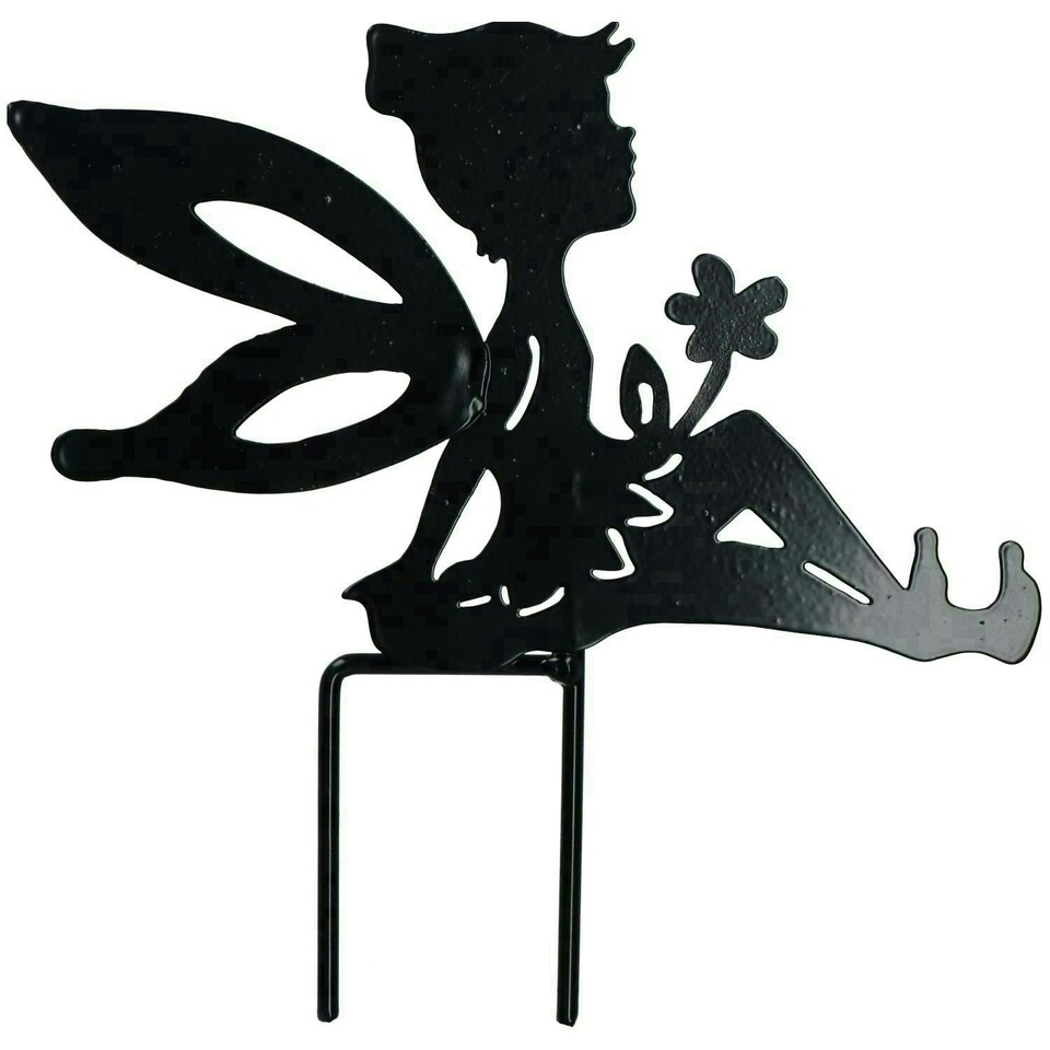 image 1 of Set of 4 Small Black Fairy Silhouettes With Stake Garden Deco Ornament