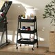 image 6 of HOMCOM 3-Tier Rolling Utility Cart Kitchen Storage Trolley on Wheels Black