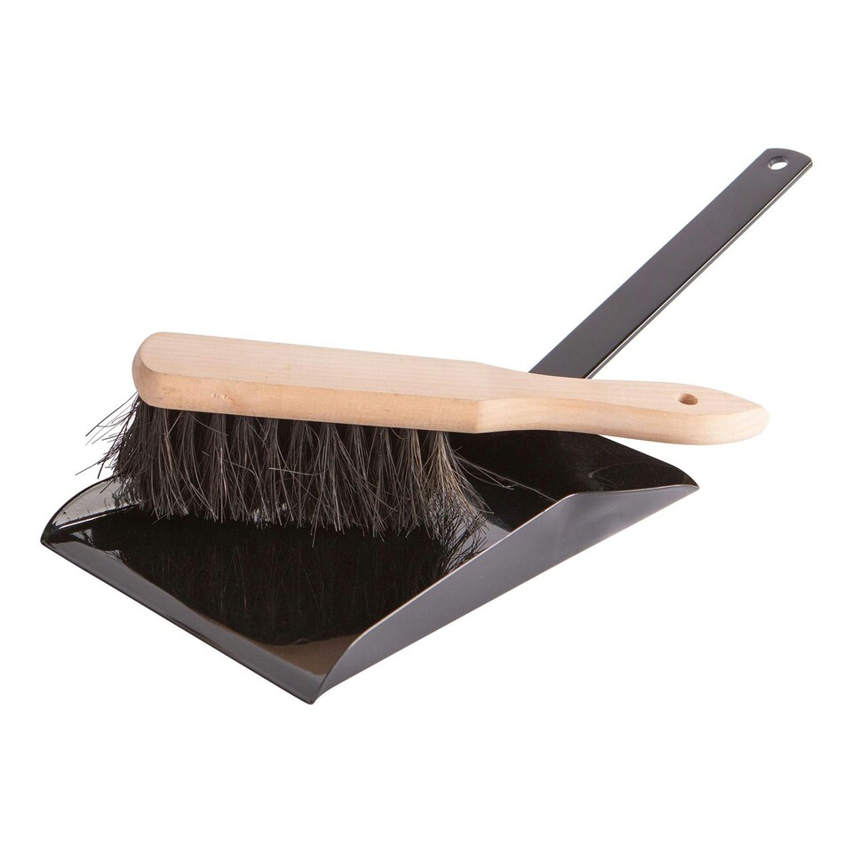 image 1 of Hammer & Tongs Fireplace Dustpan & Brush Set - Black Gloss
