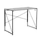image 1 of Folding Compact Desk Storage Hook Wood Metal Office Computer Table Workstation Grey