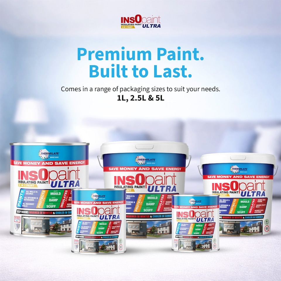 image 1 of InsOpaint ULTRA - 9 IN1 Interior & Exterior Paint-  Insulating & Energy Saving Interior Walls & Ceilings - Creamy White - 1L