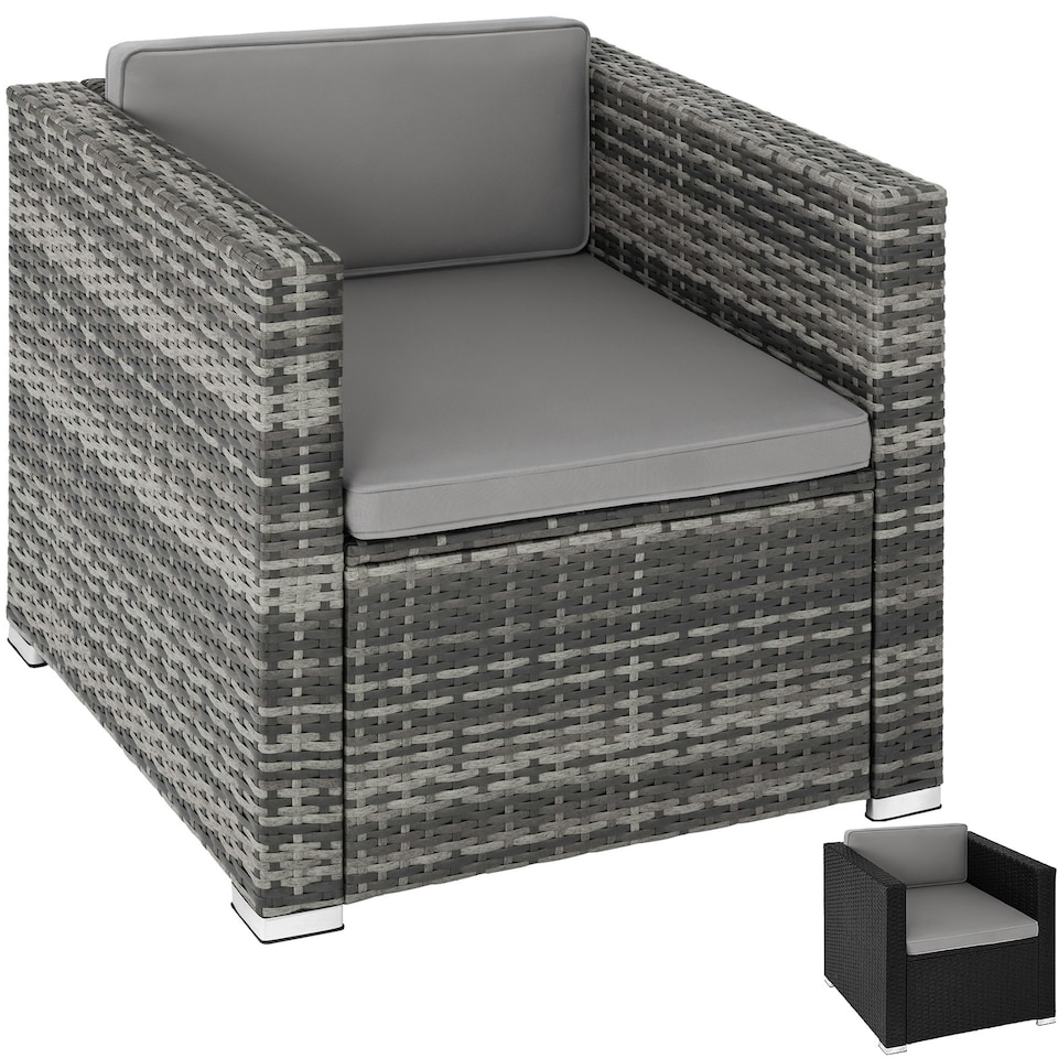 image 1 of Rattan Garden Armchair Lignano - UV-resistant, with seat and back cushions | Black | black | One Size | 1