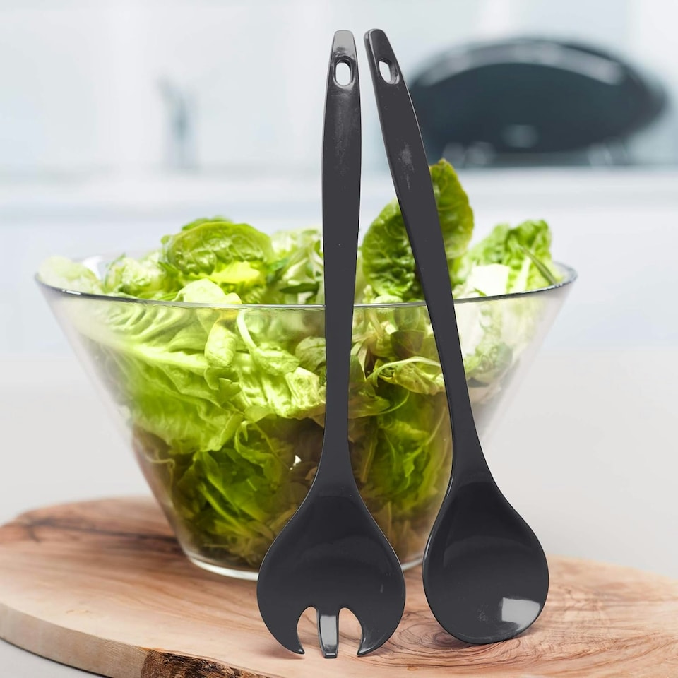 image 1 of Zeal Melamine 2-Piece Salad Servers Set Black | Dark Grey