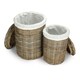 image 2 of Set of 2 Round Rattan Laundry Basket with White Lining White | White