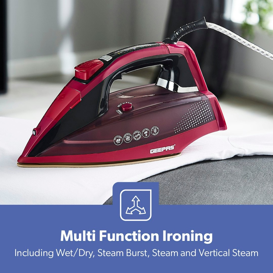 image 1 of GEEPAS Steam Iron with LED Display, 2400W