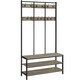 image 7 of Yaheetech Industrial Hallway Rack with Bench & Shoe Storage Brown | Rustic Brown | One Size